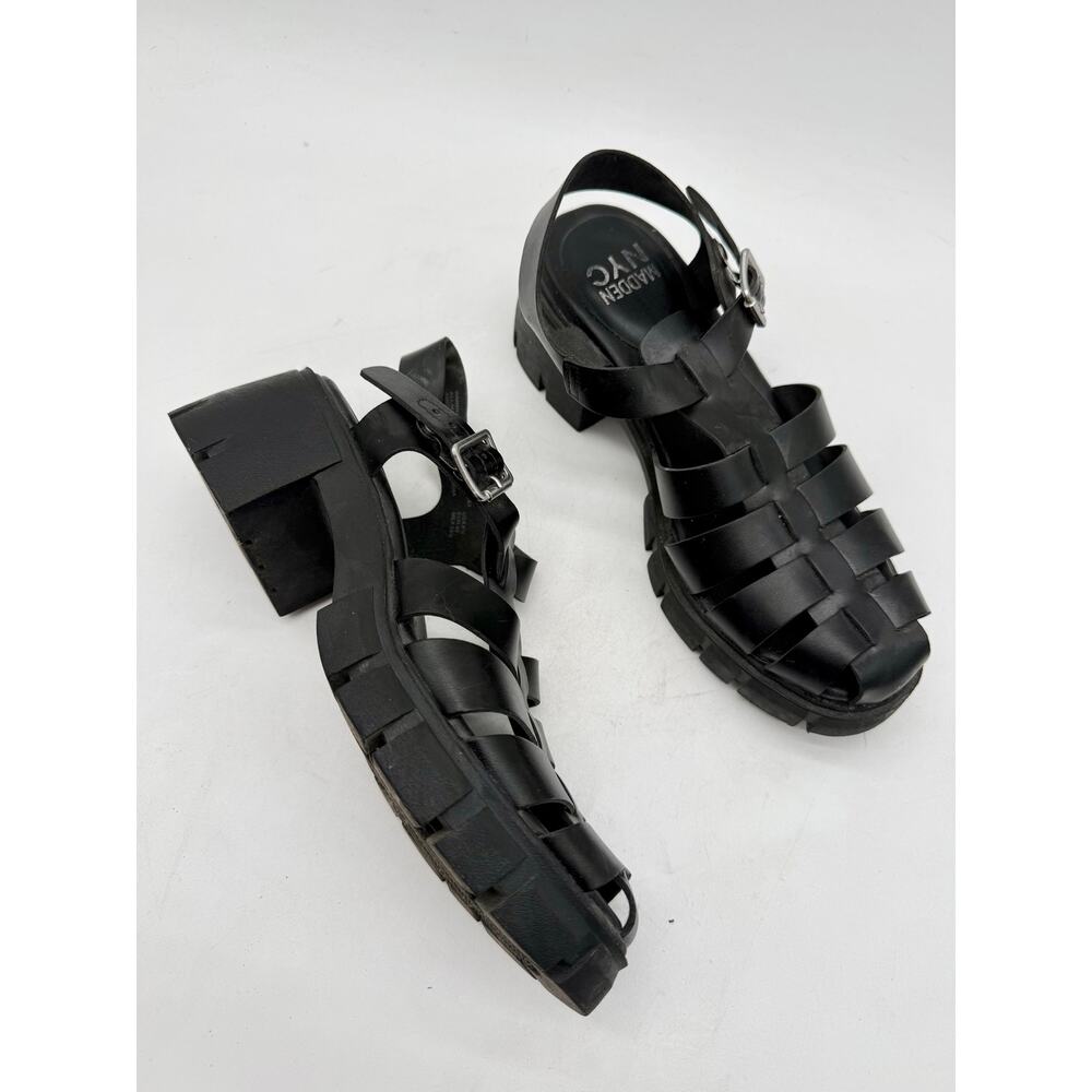 Madden NYC Black Chunky Fisherman Platform Sandals Lug Sole Women's 8.5 - Picture 2 of 10